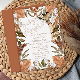 Niedliche Giraffe Boho Getrocknete Gräser Babydusc Folieneinladung