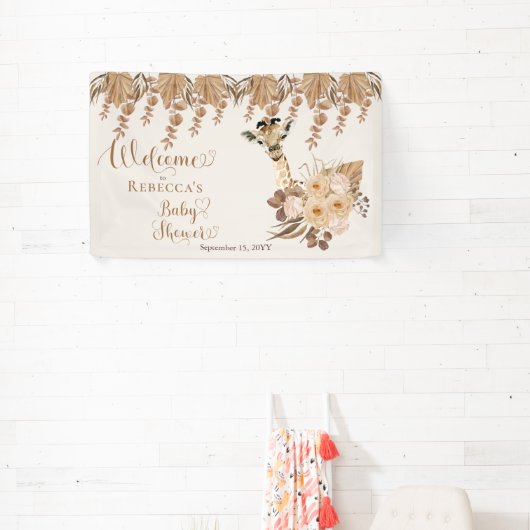 Niedliche Giraffe Boho Getrocknete Gräser Kinderdu Banner (InSitu)