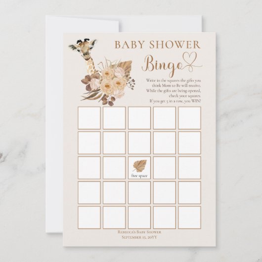 Niedliche Giraffe Boho Getrocknete Gräser Kinderdu Einladung (Vorderseite)