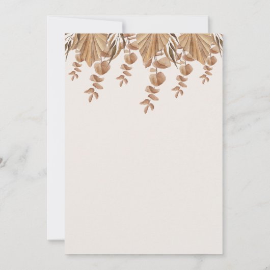 Niedliche Giraffe Boho Getrocknete Gräser Kinderdu Einladung (Rückseite)