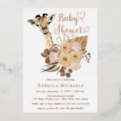 Niedliche Giraffe Boho Getrocknete Gräser Kinderdu Folieneinladung (Vorderseite)