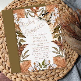 Niedliche Giraffe Boho Getrocknete Gräser Kinderdu Folieneinladung