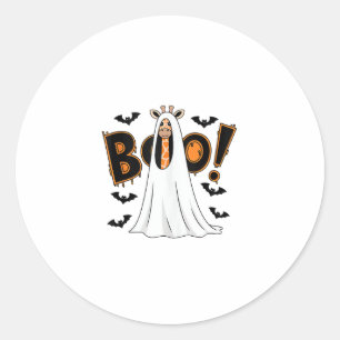 Niedliche Giraffe Boo Halloween Kostüm Zoo Lover _ Runder Aufkleber
