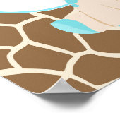 Niedliche Giraffe Boy Blue Baby Dusche Poster (Ecke)