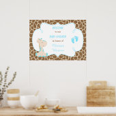 Niedliche Giraffe Boy Blue Baby Dusche Poster (Küche)