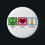Niedliche Giraffe Button<br><div class="desc">Peace Liebe Giraffes Geschenk. Hübsches grünes Friedenszeichen, rotes Herz und Cartoon-Giraffe.</div>