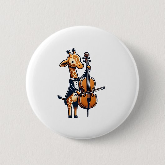 Niedliche Giraffe Cello Giraffen Musikermusik Button (Vorderseite)