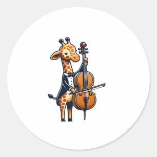 Niedliche Giraffe Cello Giraffen Musikermusik Runder Aufkleber