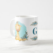 Niedliche Giraffe Charming Floral Monogram Kaffeetasse (Vorderseite Links)