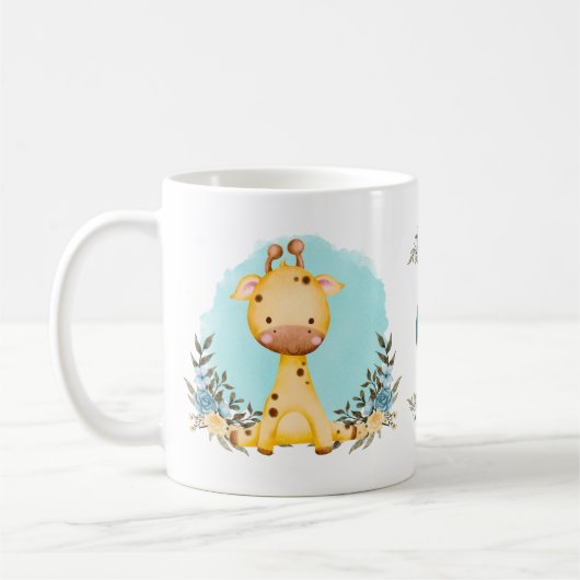 Niedliche Giraffe Charming Floral Monogram Kaffeetasse (Links)