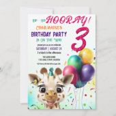 Niedliche Giraffe Colorful Confetti Kindergeburtst Einladung (Vorderseite)