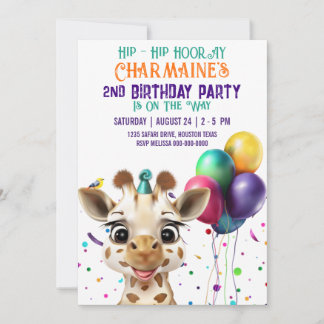 Niedliche Giraffe Colorful Confetti Kindergeburtst Einladung