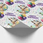 Niedliche Giraffe Colorful Confetti Kindergeburtst Geschenkpapier (Ecke)
