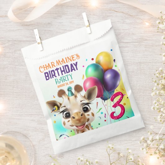 Niedliche Giraffe Colorful Confetti Kindergeburtst Geschenktütchen (Ausgeschnitten)