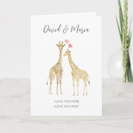 Niedliche Giraffe Couple Liebe Mehr Zitat Karte