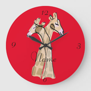 Niedliche Giraffe Couple Thunder_Cove Große Wanduhr