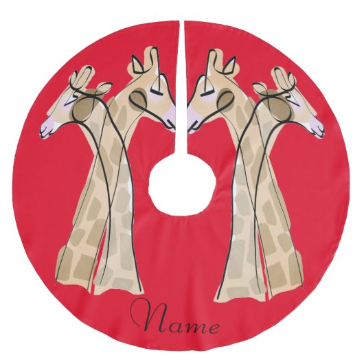 Niedliche Giraffe Couple Thunder_Cove Polyester Weihnachtsbaumdecke (Vorderseite)