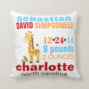 Niedliche Giraffe Custom Birth Announcement - Blue Kissen