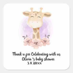 Niedliche Giraffe danke Ihnen Square Stickers