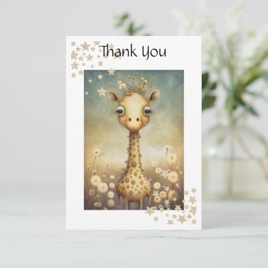 Niedliche Giraffe Dankeskarte (Stehend Vorderseite)