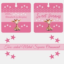 Niedliche Giraffe, deren Name ist pink Ornament Aus Metall