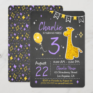 Niedliche Giraffe | Einladung zum Geburtstag Chalk