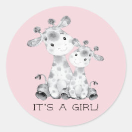 Niedliche Giraffe Es ist ein Girl-Gefallen-Sticker Runder Aufkleber
