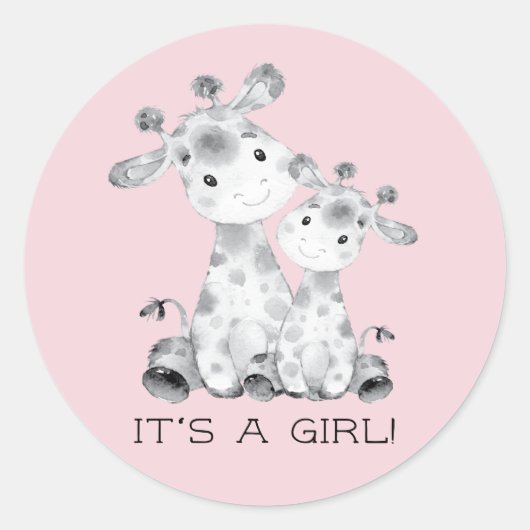Niedliche Giraffe Es ist ein Girl-Gefallen-Sticker Runder Aufkleber (Vorderseite)