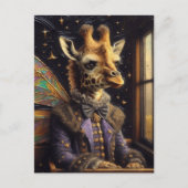 Niedliche Giraffe Fairy auf einem Zug Postkarte (Vorderseite)