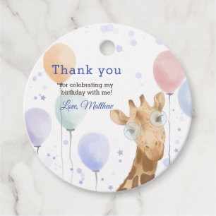 Niedliche Giraffe farbenfrohe Balloon Boy Geburtst Geschenkanhänger