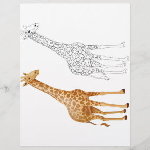 Niedliche Giraffe-Farbseite für Cartoon Flyer