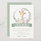 Niedliche Giraffe Floral Baby Schwangerschaft Ankü Einladung (Vorne/Hinten)