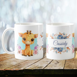 Niedliche Giraffe Floral Thema Personalisiert Kaffeetasse