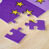 Niedliche Giraffe Foto Name lila Gelbe Kinder Puzzle (Seite)