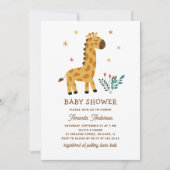 Niedliche Giraffe. Funny Zoo Safari Baby Dusche Einladung (Vorderseite)