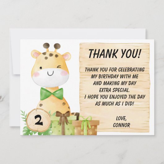Niedliche Giraffe für Kleinkinder Dankeskarte (Vorderseite)
