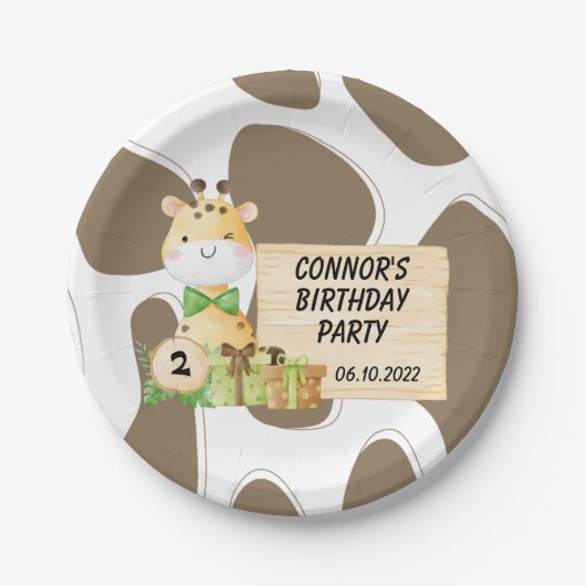 Niedliche Giraffe für Kleinkinder Pappteller (Vorderseite)