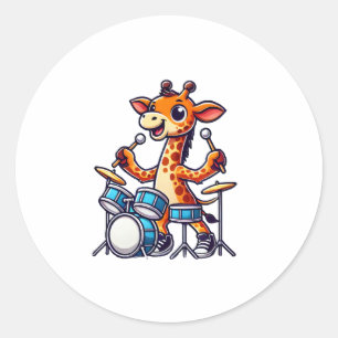 Niedliche Giraffe für Trommler-Giraffen Runder Aufkleber