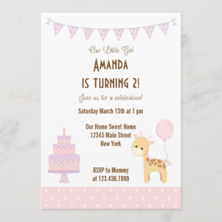 Niedliche Giraffe Geburtstagsfeier Einladung