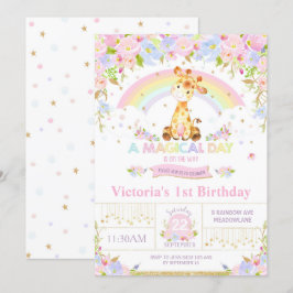 Niedliche Giraffe Geburtstagsfeier Einladung Girl