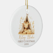 Niedliche Giraffe Gender Neutral Baby First Christ Keramik Ornament (Rechts)