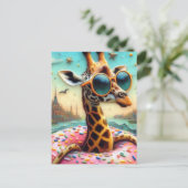 Niedliche Giraffe Geniessen Sie eine Floattour in Postkarte (Stehend Vorderseite)