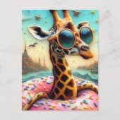 Niedliche Giraffe Geniessen Sie eine Floattour in Postkarte (Vorderseite)