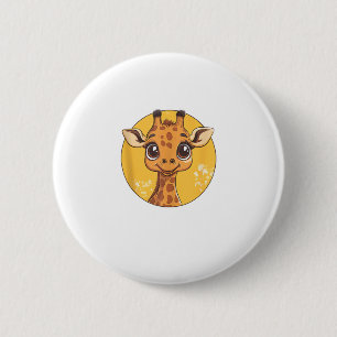 Niedliche Giraffe Gesicht Big Eyes Animal Lover Button
