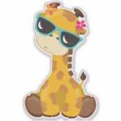 Niedliche Giraffe, Giraffe mit Sonnenbrille, Süße Aufkleber (Vorderseite)