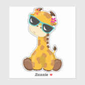 Niedliche Giraffe, Giraffe mit Sonnenbrille, Süße Aufkleber (Blatt)