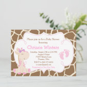 Niedliche Giraffe Girl Pink Babydusche Einladung (Stehend Vorderseite)