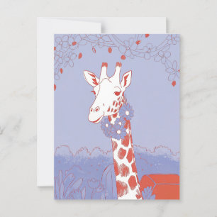 Niedliche Giraffe Gratulation Flieder Pop-Art Postkarte