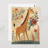 Niedliche Giraffe Gratulation zum Volkskunst Postkarte (Vorne/Hinten)