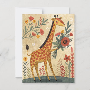 Niedliche Giraffe Gratulation zum Volkskunst Postkarte
